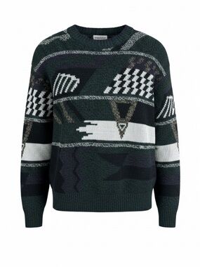 Windridge Vintage Y2K Geometric Crewneck Sweater Green and Black Size M